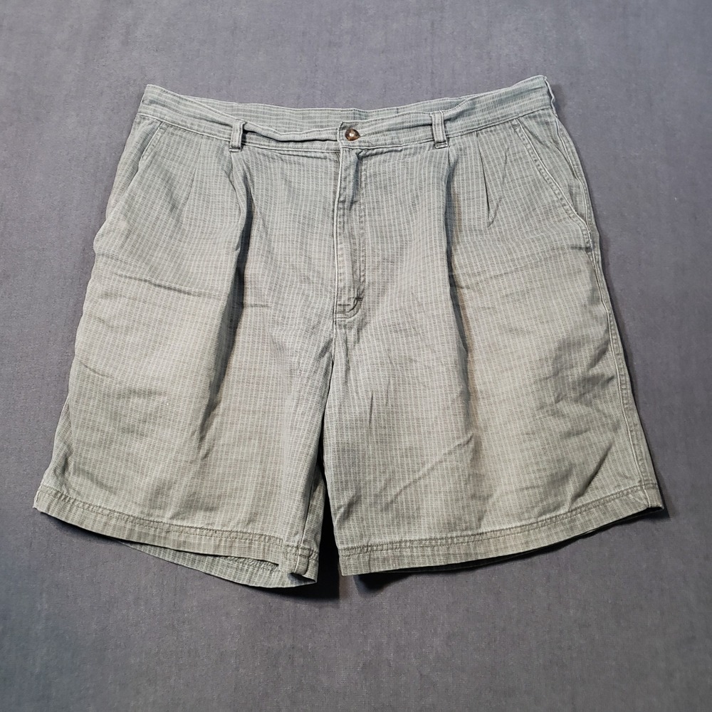 Woolrich Pleated Shorts Mens 38 Olive Green Cotton Crosshatch Outdoor 3586